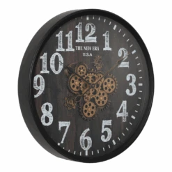 Round New Era Moving Cogs Wall Clock 60cm Black -Party Supplies Store Round New Era Moving Cogs Wall Clock 60cm Black p2