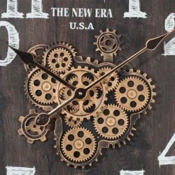 Round New Era Moving Cogs Wall Clock 60cm Black -Party Supplies Store Round New Era Moving Cogs Wall Clock 60cm Black p4