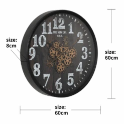 Round New Era Moving Cogs Wall Clock 60cm Black -Party Supplies Store Round New Era Moving Cogs Wall Clock 60cm Black p7