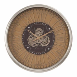 Round Persian Exposed Gear Clock 80cm Rustic Silver -Party Supplies Store Round Persian Exposed Gear Clock 80cm Rustic Silver p1