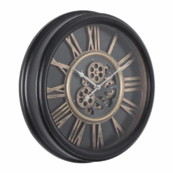 Round William Exposed Gear Movement Wall Clock 52cm Black -Party Supplies Store Round William Exposed Gear Movement Wall Clock 52cm Black p2