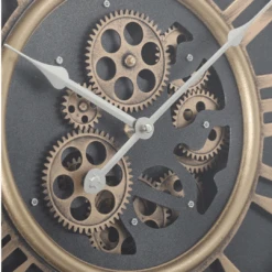 Round William Exposed Gear Movement Wall Clock 52cm Black -Party Supplies Store Round William Exposed Gear Movement Wall Clock 52cm Black p4