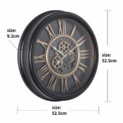 Round William Exposed Gear Movement Wall Clock 52cm Black -Party Supplies Store Round William Exposed Gear Movement Wall Clock 52cm Black p5