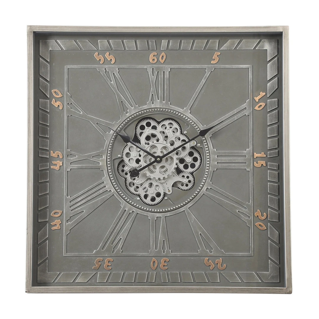 Square Gareth Exposed Gear Movement Wall Clock 80x80cm Grey 4 Square Gareth Exposed Gear Movement Wall Clock 80x80cm Grey - Image 2
