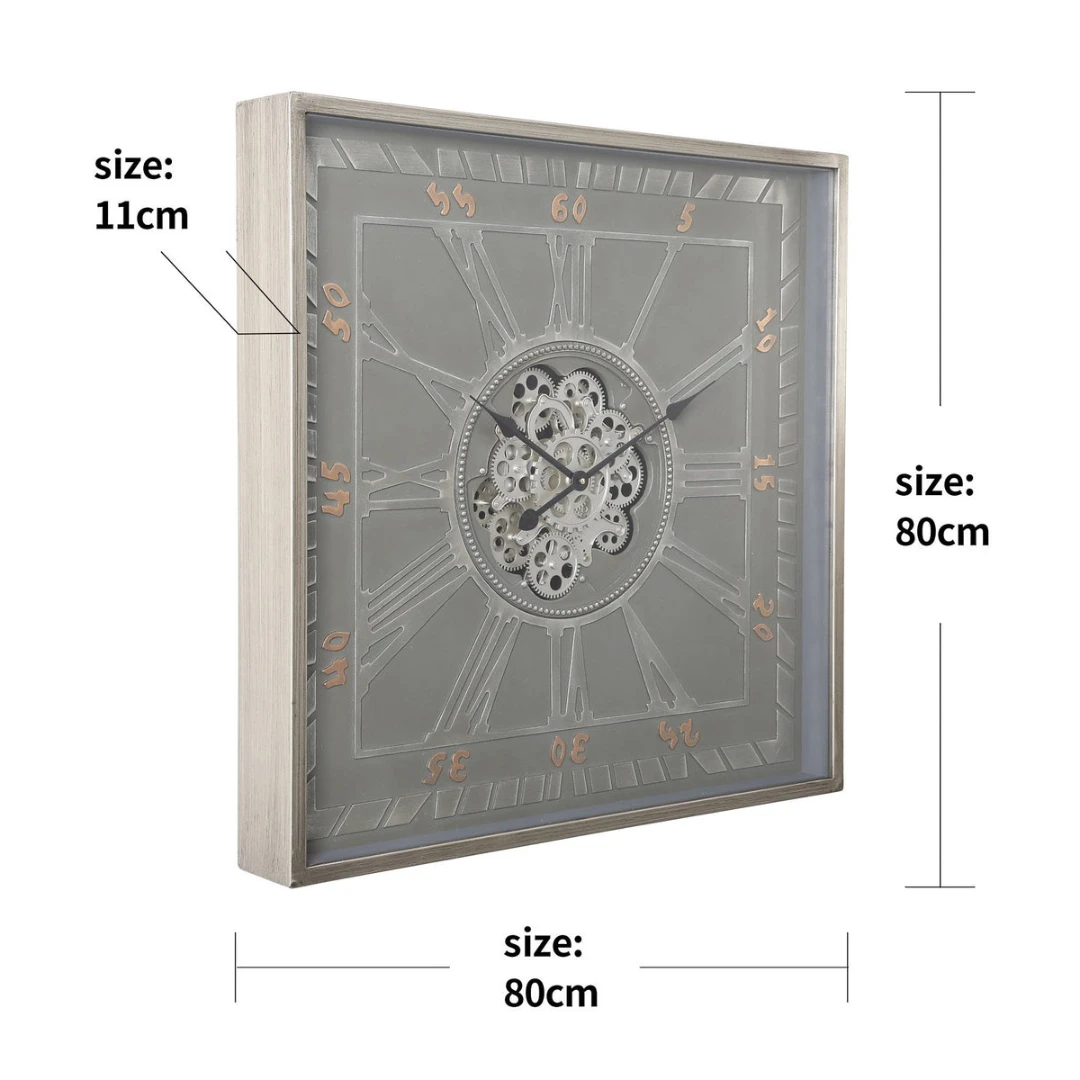Square Gareth Exposed Gear Movement Wall Clock 80x80cm Grey 8 Square Gareth Exposed Gear Movement Wall Clock 80x80cm Grey - Image 6