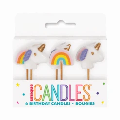 6 Unicorn And Rainbow Pick Candles