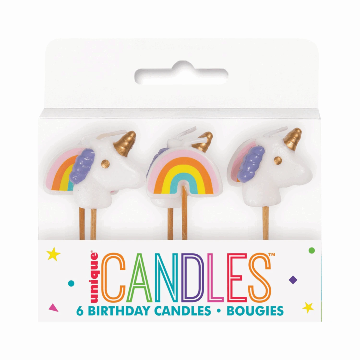 6 Unicorn And Rainbow Pick Candles 3 6 Unicorn And Rainbow Pick Candles