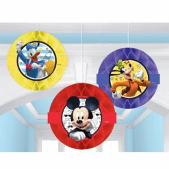 Mickey On The Go Honeycomb Decorations 3pk